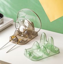 SS8090 Khay Để Nắp Vung Xoong Nồi 3 Ngăn Giá Kệ Gác Thìa Đũa Nấu Ăn Chống Trượt